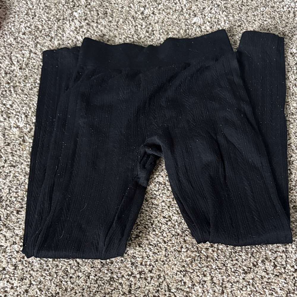No Boundaries Kids Black Ribbed Leggings - Solid Black